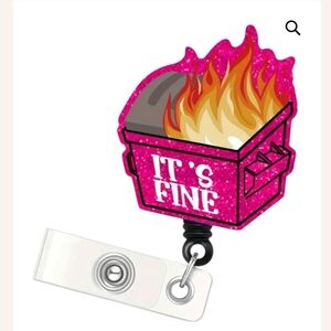 Pink Glitter Dumpster Fire Badge Reel